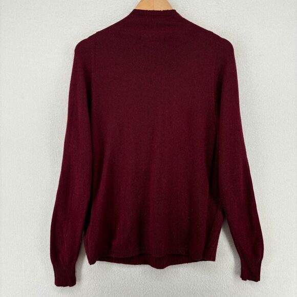 TAHARI Sweater M Pure Luxe Cashmere Mock Neck Ribbed Pullover Jumper Red - Picture 2 of 12
